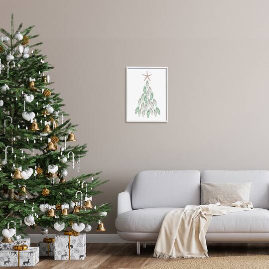 Stupell Industries Flip Flop Beachy Christmas Tree Black Framed Giclee Art